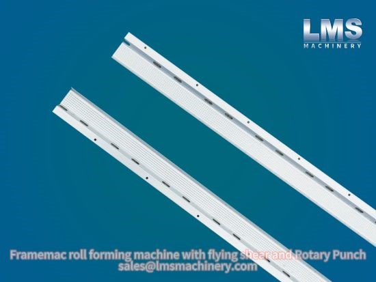 Framemac roll forming machine with flying punch and flying cut
