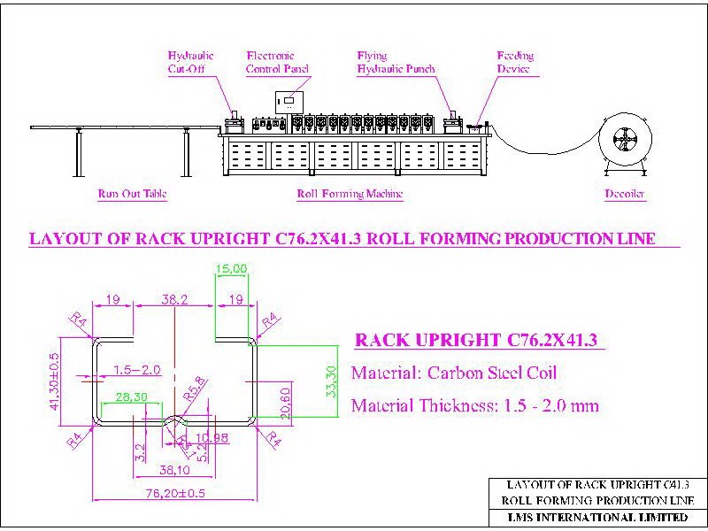 layout of rack upright roll forming